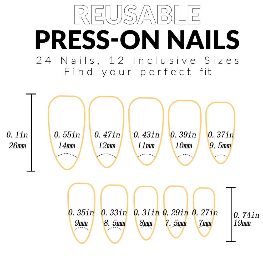 Almond Press-On Nail with Sweet French Tip Design